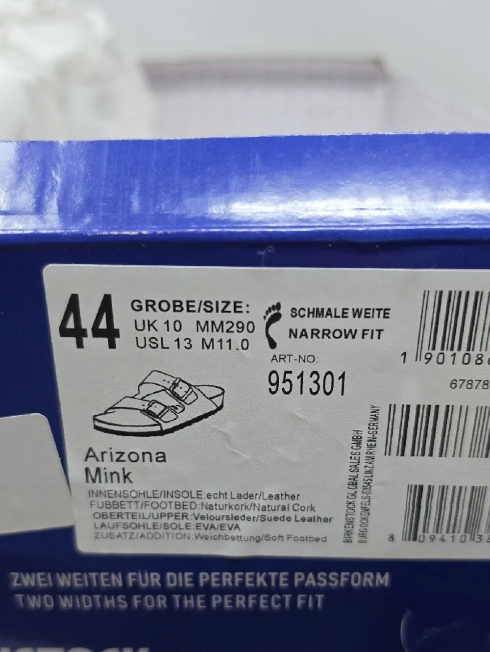 Birkenstock Arizona Soft Footbed Suede Leather Sandals - Mink Size 44=11